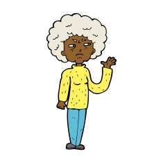 cartoon annoyed old woman waving N7