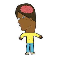 cartoon man with brain symbol N13