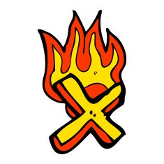 cartoon flaming letter N83