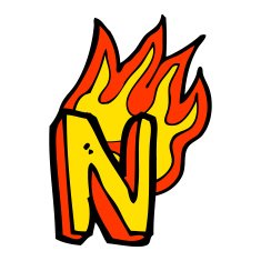 cartoon flaming letter N87
