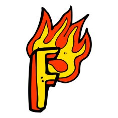 cartoon flaming letter N90