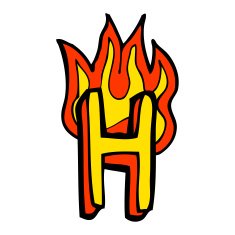 cartoon flaming letter N100
