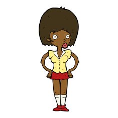 cartoon woman with hands on hips N168