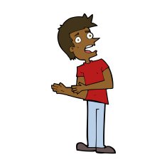 cartoon man making excuses N8