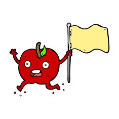 cartoon funny apple with flag N8