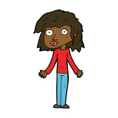 cartoon girl shrugging shoulders N23