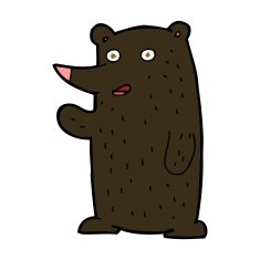 cartoon waving black bear N46