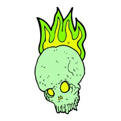 cartoon spooky skull N134
