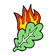 cartoon burning eaf symbol N4