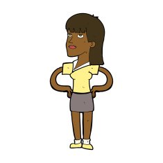 cartoon woman with hands on hips N169