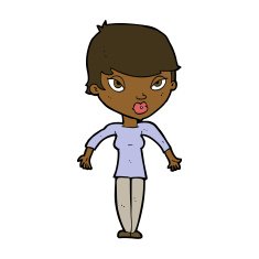 cartoon woman shrugging shoulders N378