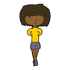 cartoon shy woman N37
