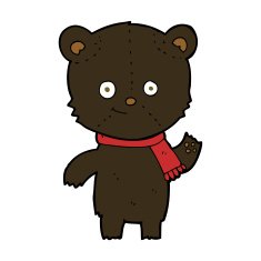 cartoon black bear waving N8