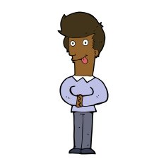 cartoon man sticking out tongue N23
