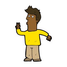 Cartoon Man Giving Peace Sign N43