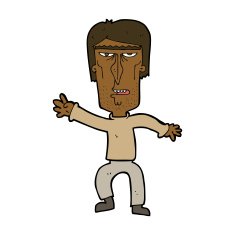 cartoon angry man waving warning N8