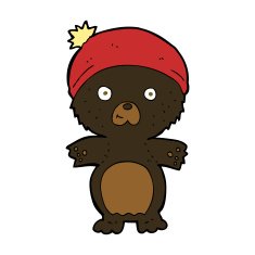 cartoon cute black bear in hat N4