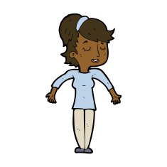 cartoon friendly woman shrugging shoulders N8