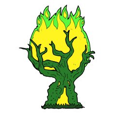 cartoon spooky old tree N15