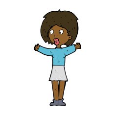 cartoon worried woman N62