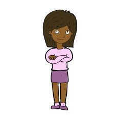 cartoon friendly girl rolling eyes N8