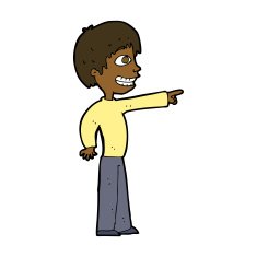 cartoon grinning boy pointing N8