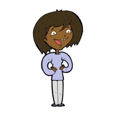 cartoon excited woman N106
