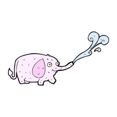 cartoon funny little elephant squirting water N4