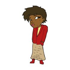 cartoon woman with hands in pockets N8