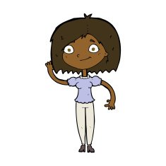 Cartoon Woman Waving N264
