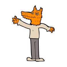 cartoon waving fox N7
