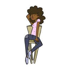 cartoon woman posing on chair N18