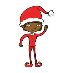 cartoon waving christmas elf N10