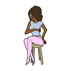 cartoon woman sitting on bar stool N15