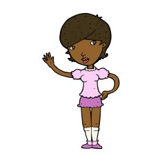 Cartoon Girl Waving N26