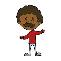 cartoon happy man with mustache N8