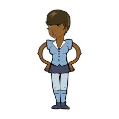 cartoon woman with hands on hips N170