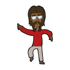 cartoon hippie man wearing glasses N8