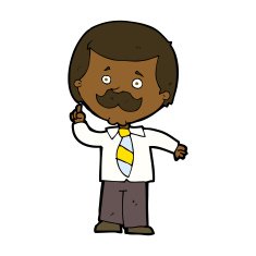 cartoon newsreader man with idea N8