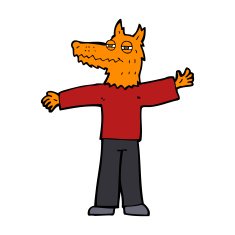 cartoon happy fox man N19