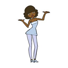 cartoon woman in cocktail dress N15