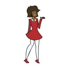 cartoon pretty woman in dress N39