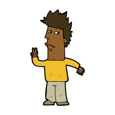 Cartoon Man Giving Peace Sign N45