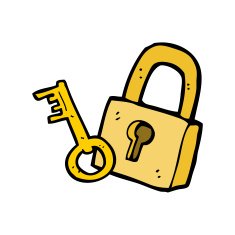 cartoon padlock and key N8