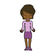 cartoon happy woman shrugging shoulders N13