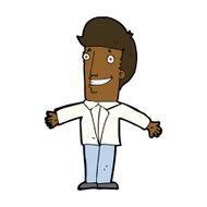 cartoon grining man with open arms N8