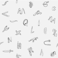 Seamless pattern with different weapons