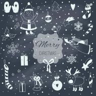 Christmas cartoon illustration with Santa Claus