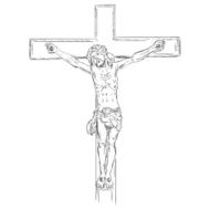 Vector Sketch Crucifix Jesus on the Cross