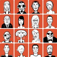Set of various doodle faces